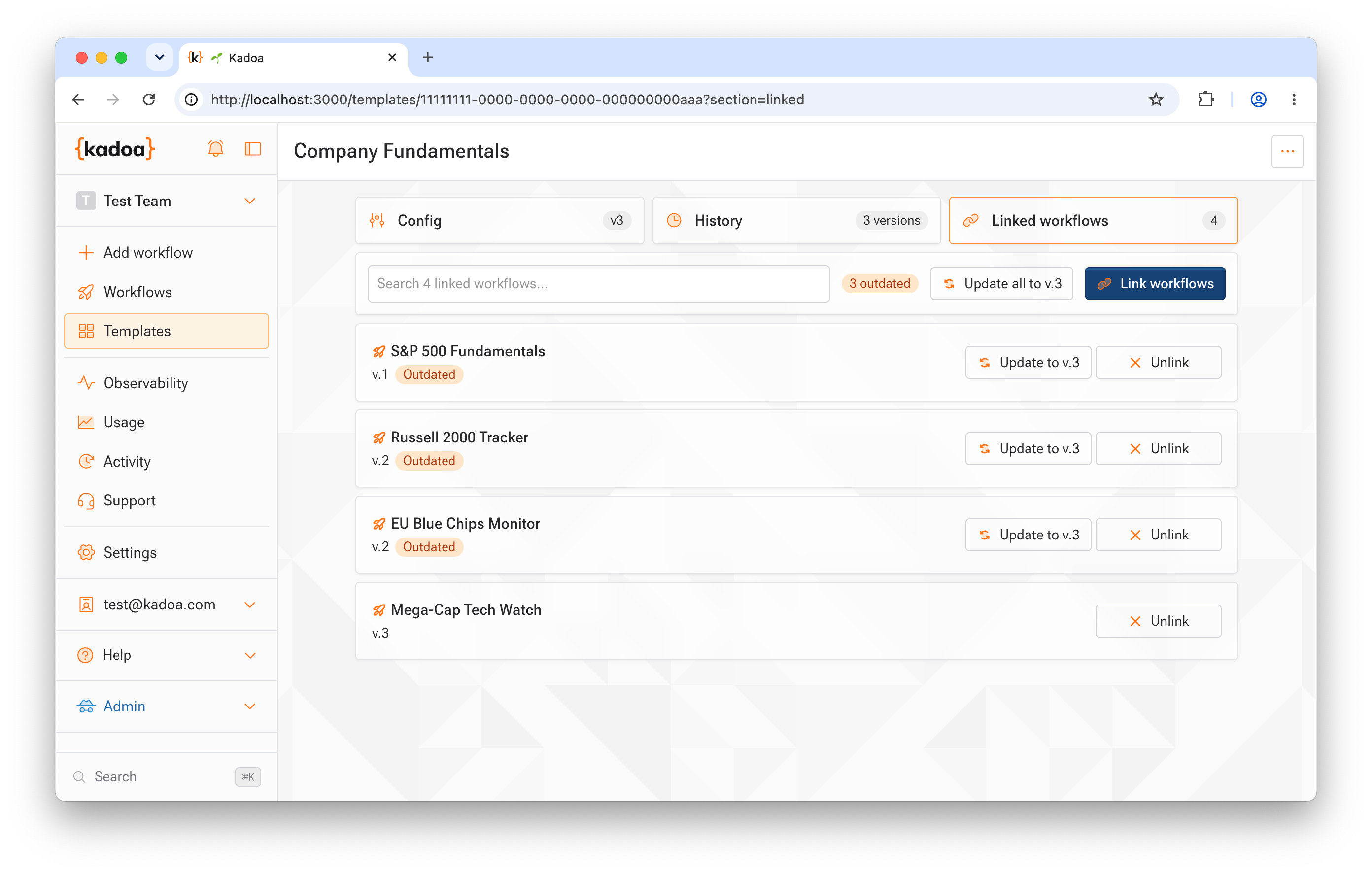 Linked workflows